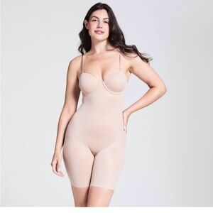 Assets by SPANX Women’s Cream Shapewear Bodysuit with Adjustable Straps